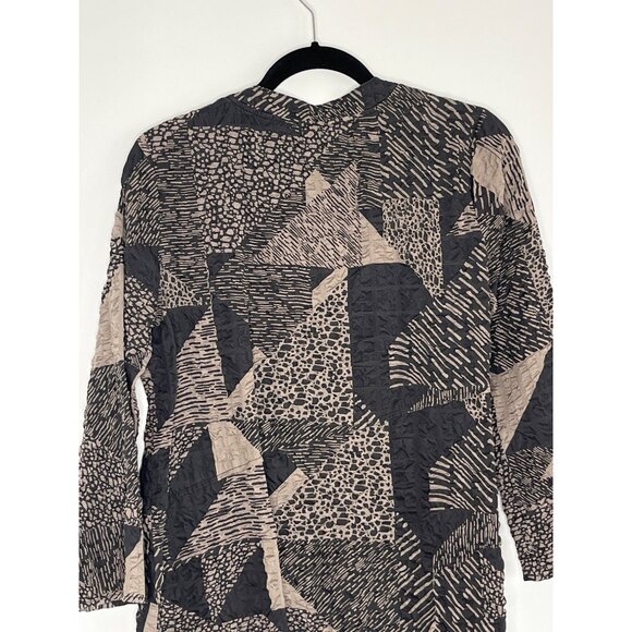 Habitat Lagenlook Black Brown Button Front Long Sleeve Tunic Size Small - Picture 9 of 9